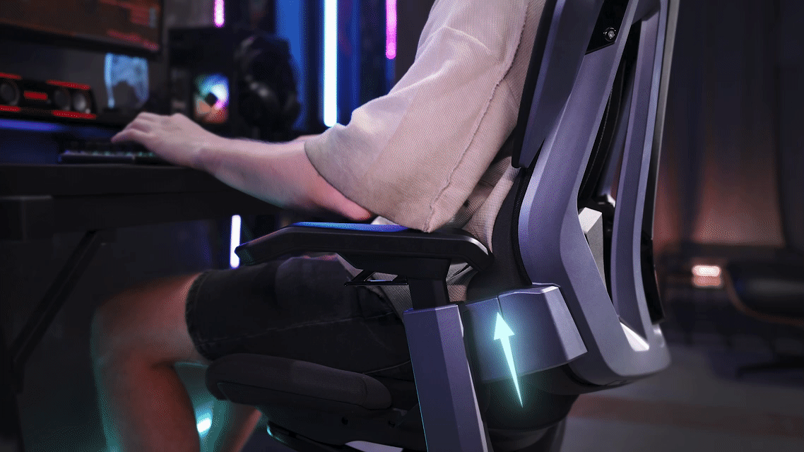 Gif showing the adjustable 3D armrests feature of the TGIF T0