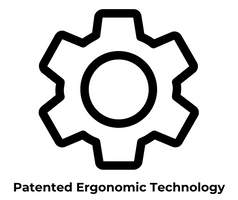 Icon setting with the text Patented Ergonomic Technology under the icon