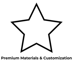 Icon Star with the text Premium Materials & Customization under the icon