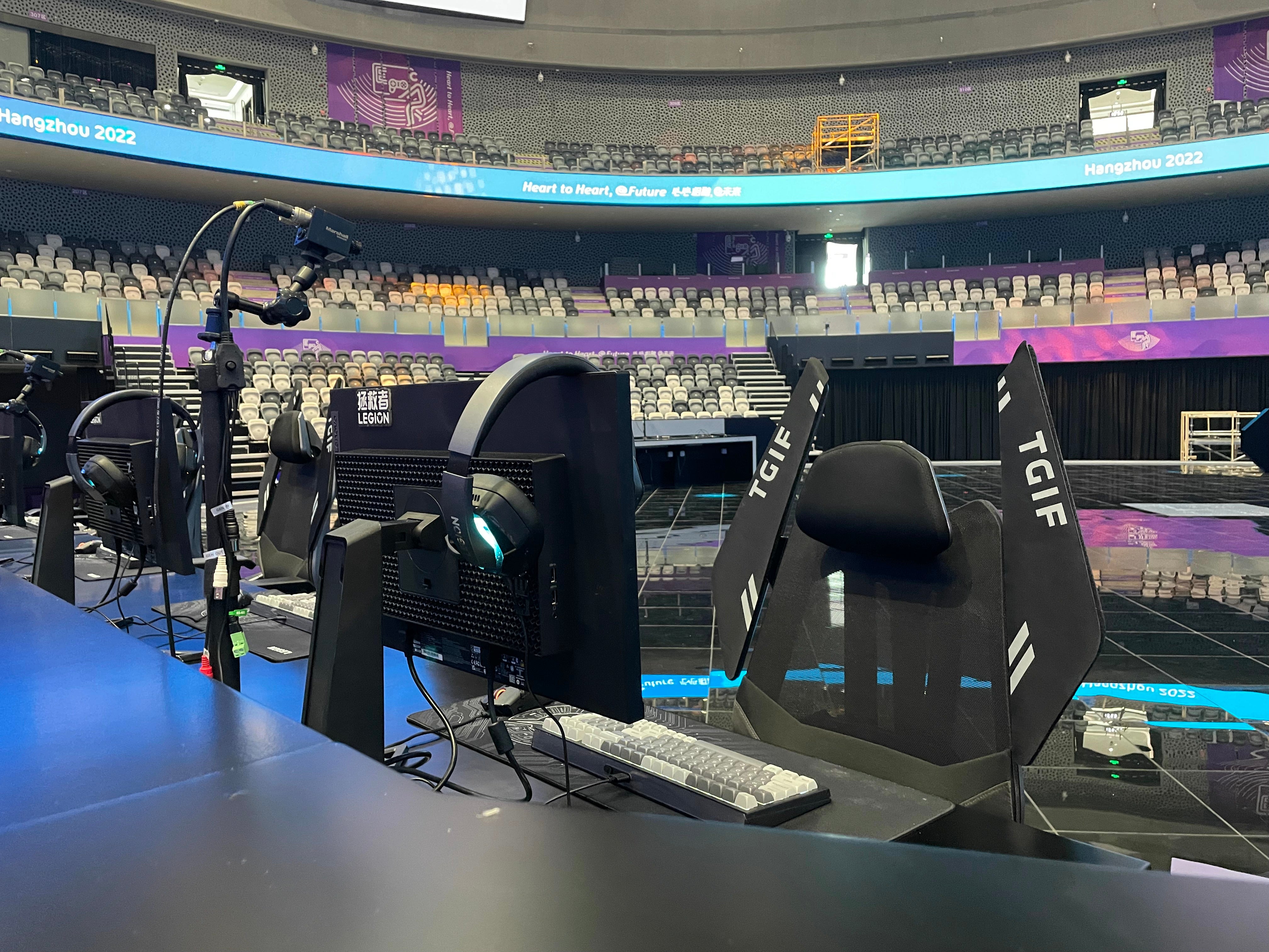 Picture showing setup for gamer at the Asian Games with a TGIF T0 for the players.